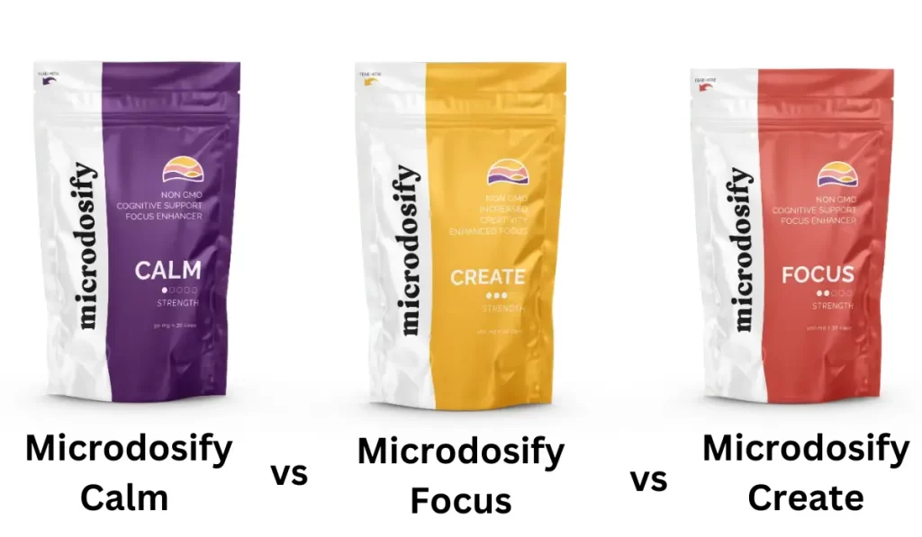 Microdosify Calm vs Microdosify Create vs Microdosify Focus